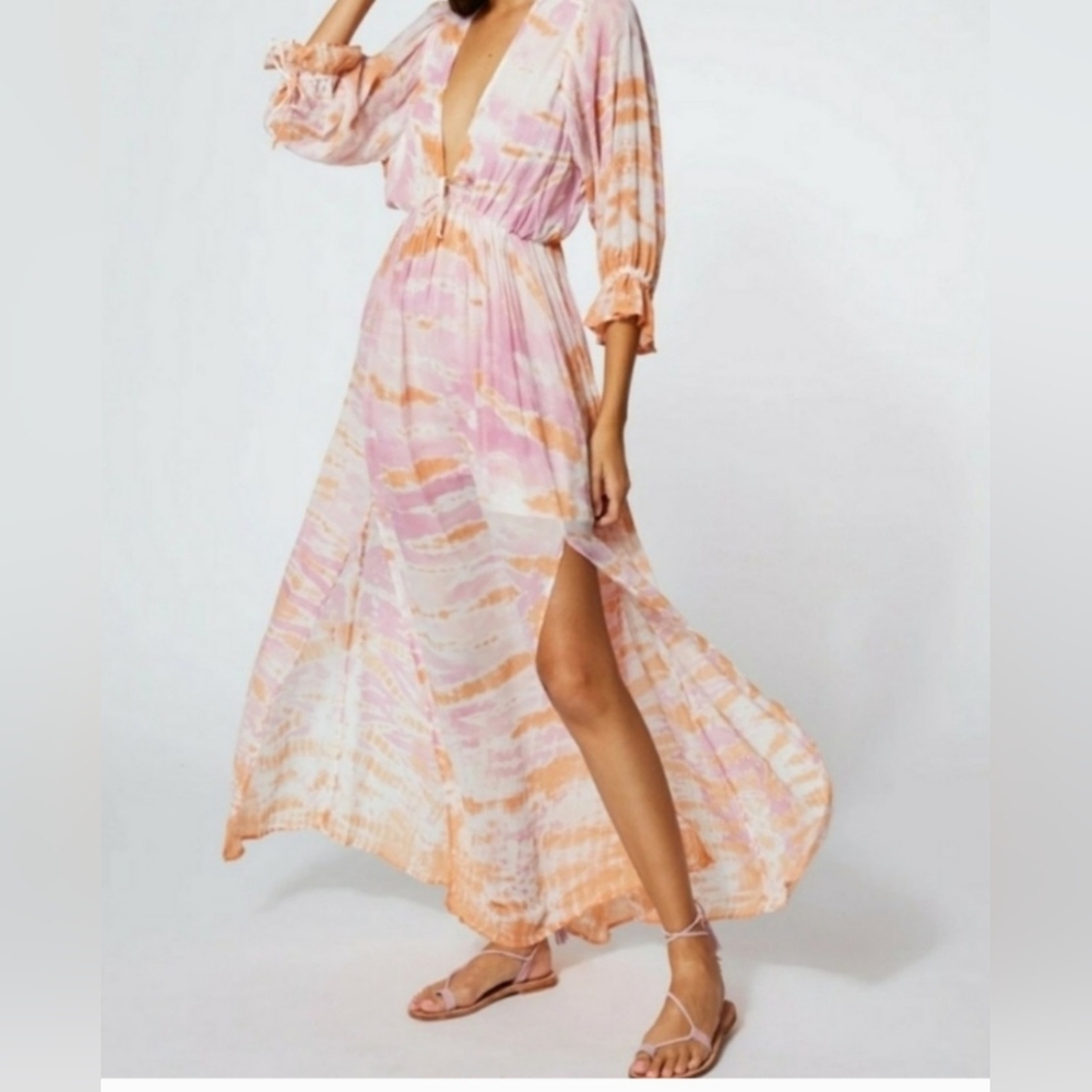 Young Fabulous & Broke Pink and Orange Maxi Dress Small